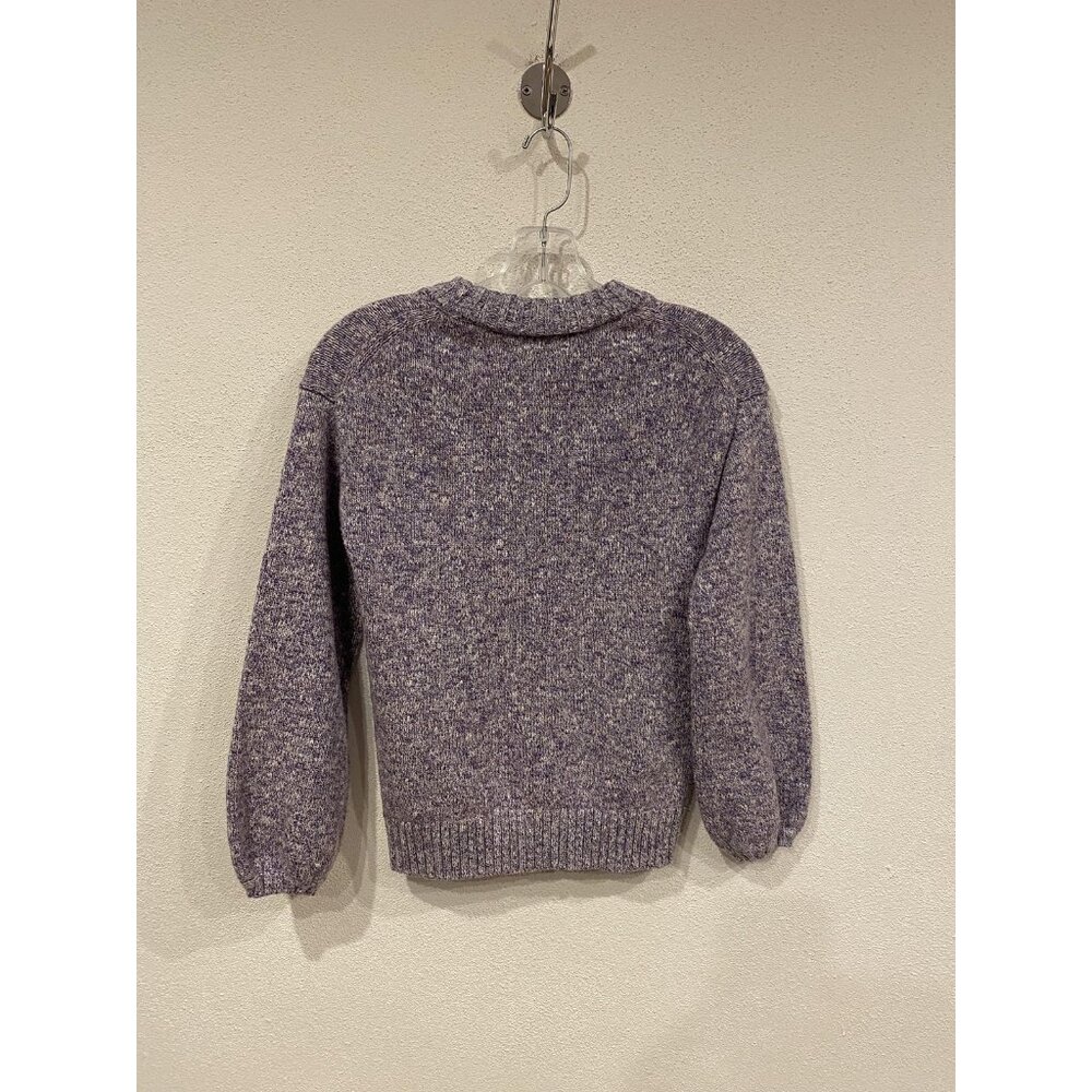 J.CREW Puff-sleeve Crewneck Sweater Womens Small Purple Marled Knit Pullover - Picture 4 of 4